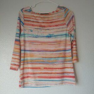Peck & Peck women's size M multicolored striped blouse